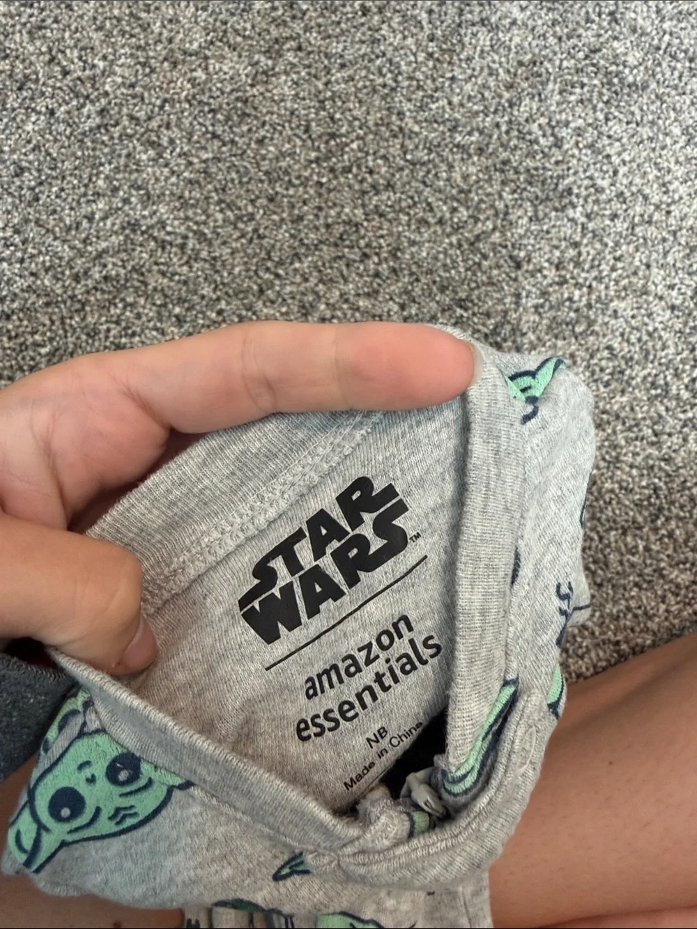 Star Wars Gray Footed Baby One-Piece with Mint Green Character Print